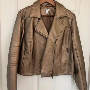 Chic Gold Faux Leather Jacket